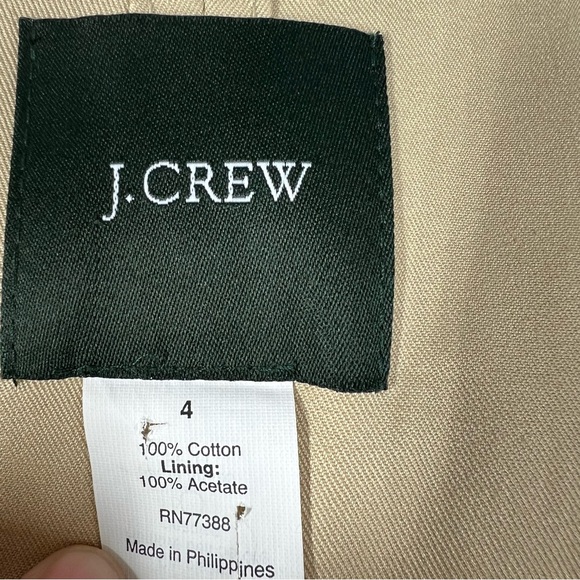 J.CREW Matinee Classic Kahki Hooded Trench Coat with Belt Size 4 - Picture 4 of 11